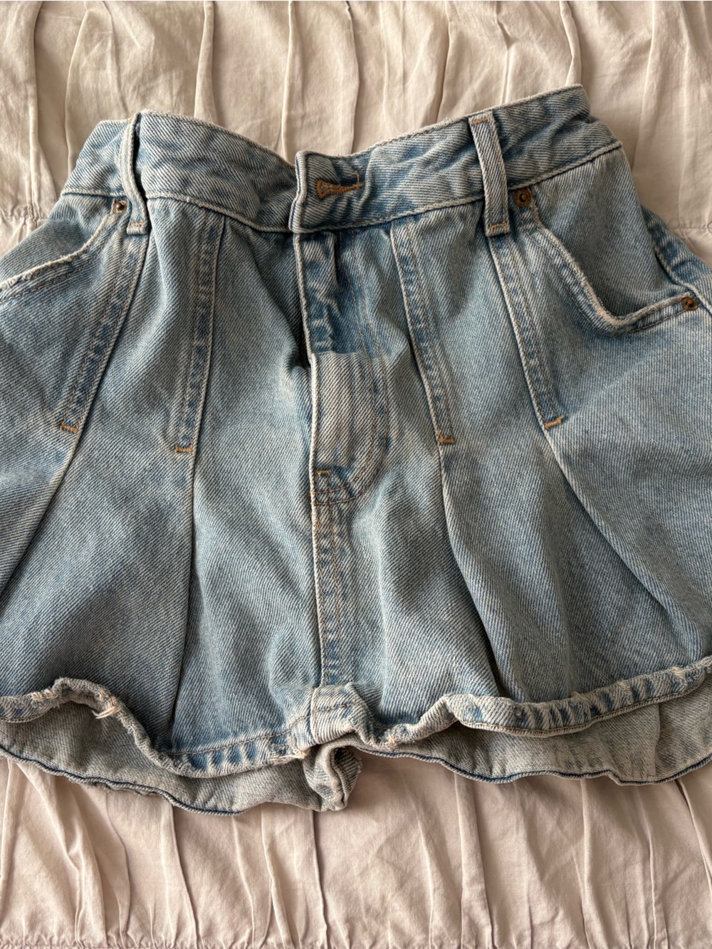 Zara Light Blue Denim Pleated Women’s Skirt